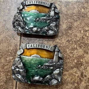 Lot of 2 Bergamot Brass Works California Lighthouse Belt Buckles 1978 USA